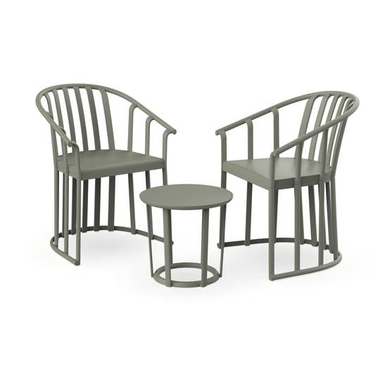 Set 2+1 fauteuils-table intérieur, extérieur gris verdâtre RAFF Resol - Image 1