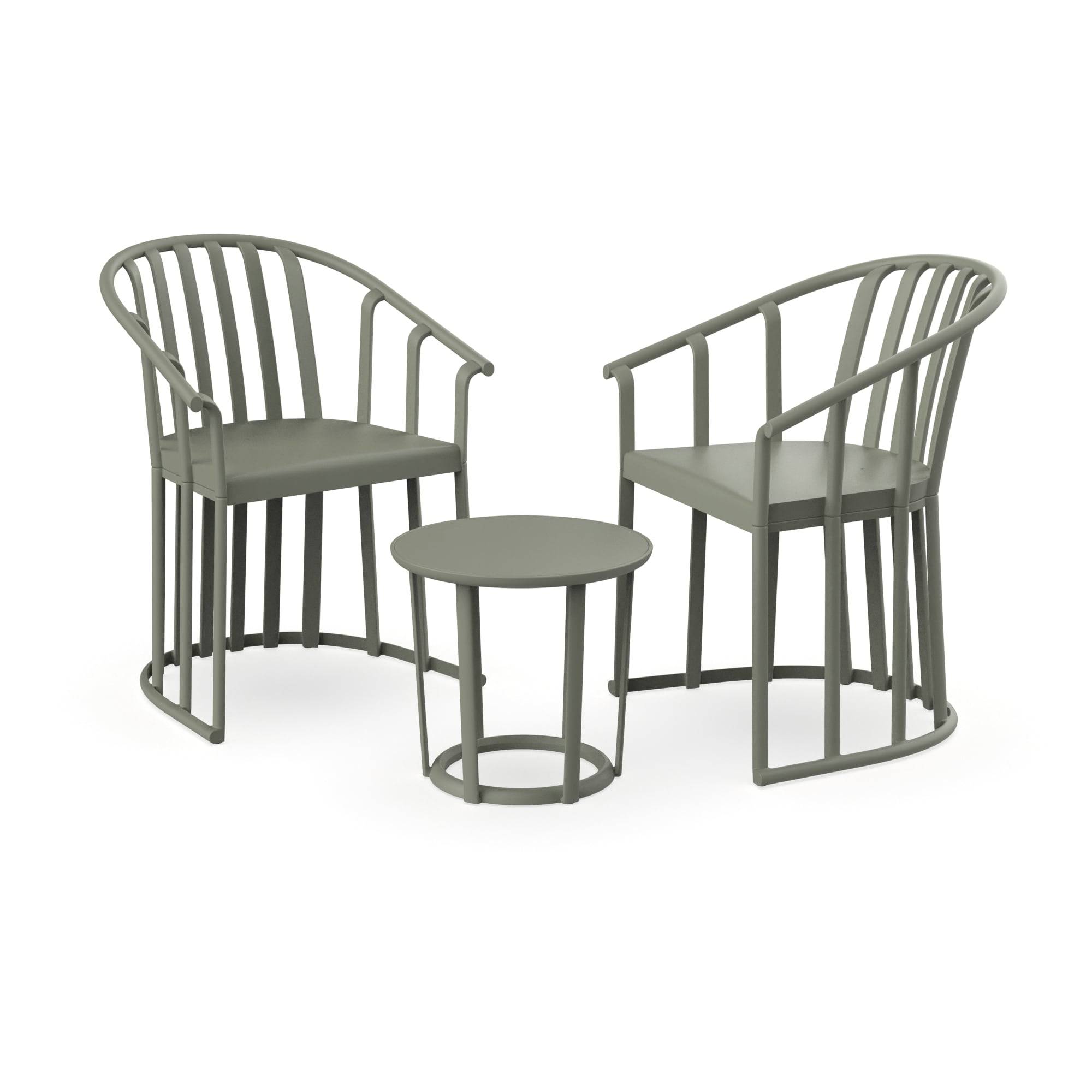 Set 2+1 fauteuils-table intérieur, extérieur gris verdâtre RAFF Resol - Image 1