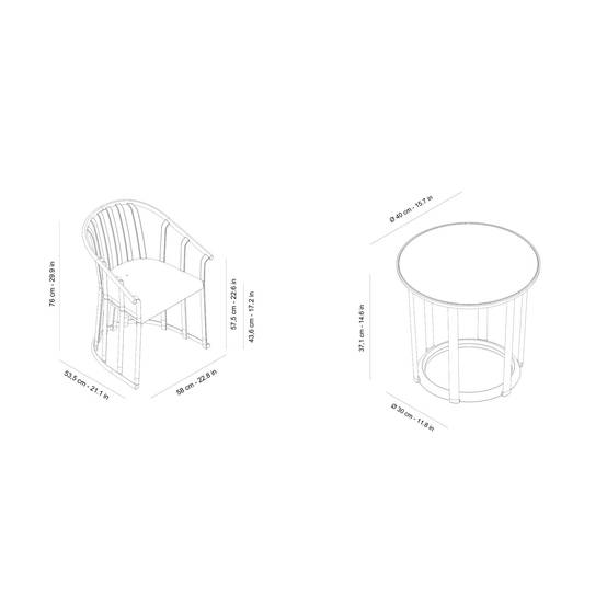 Set 2+1 fauteuils-table intérieur, extérieur gris verdâtre RAFF Resol - Image 2