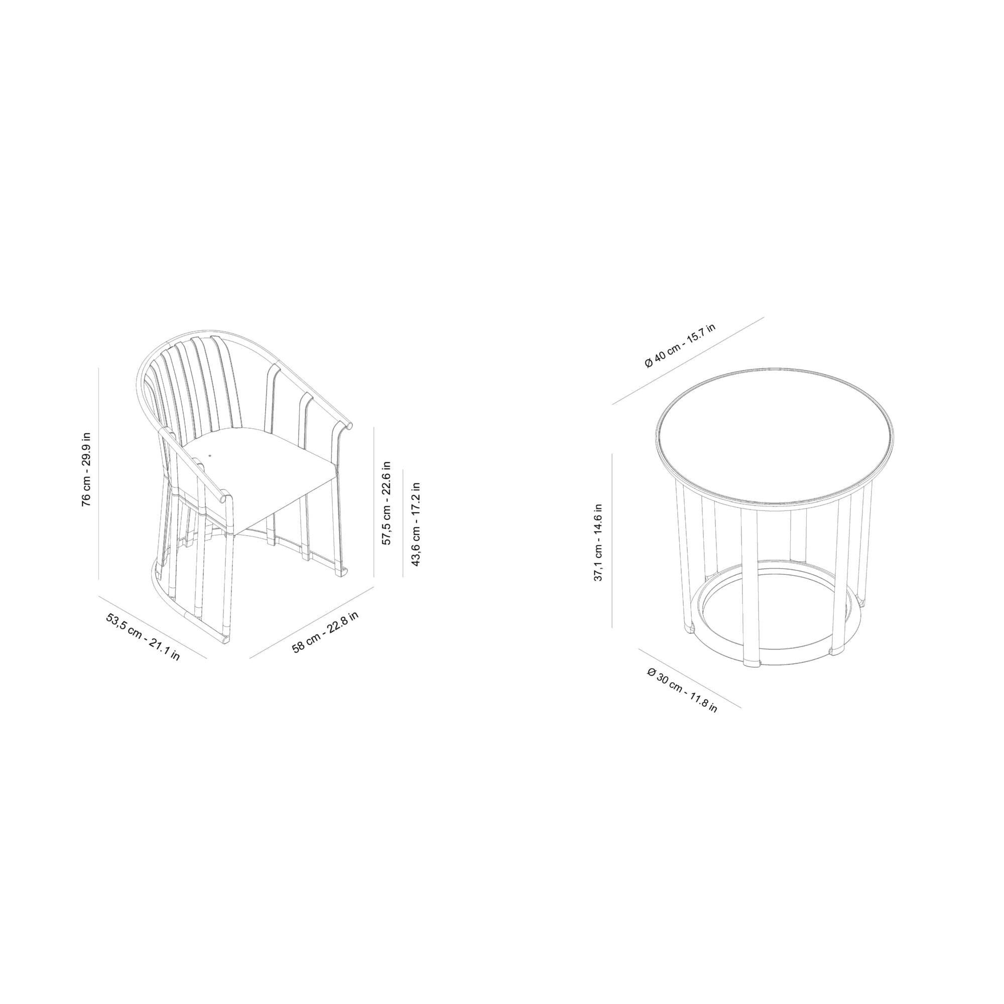 Set 2+1 fauteuils-table intérieur, extérieur gris verdâtre RAFF Resol - Image 2