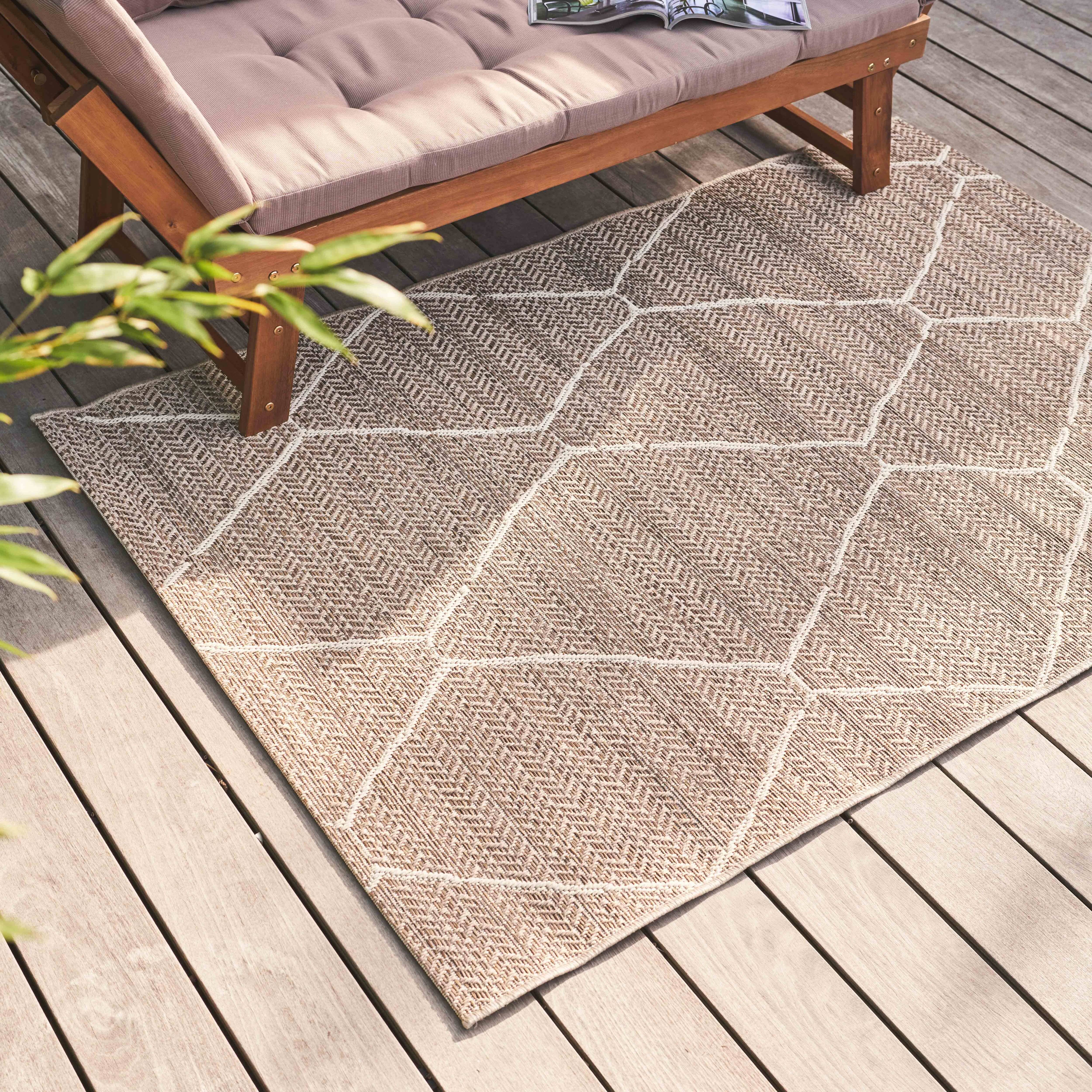 Oviala - Tapis d'extérieur en polypropylène 120 x 170 cm beige Karo - Oviala - Imagen 2