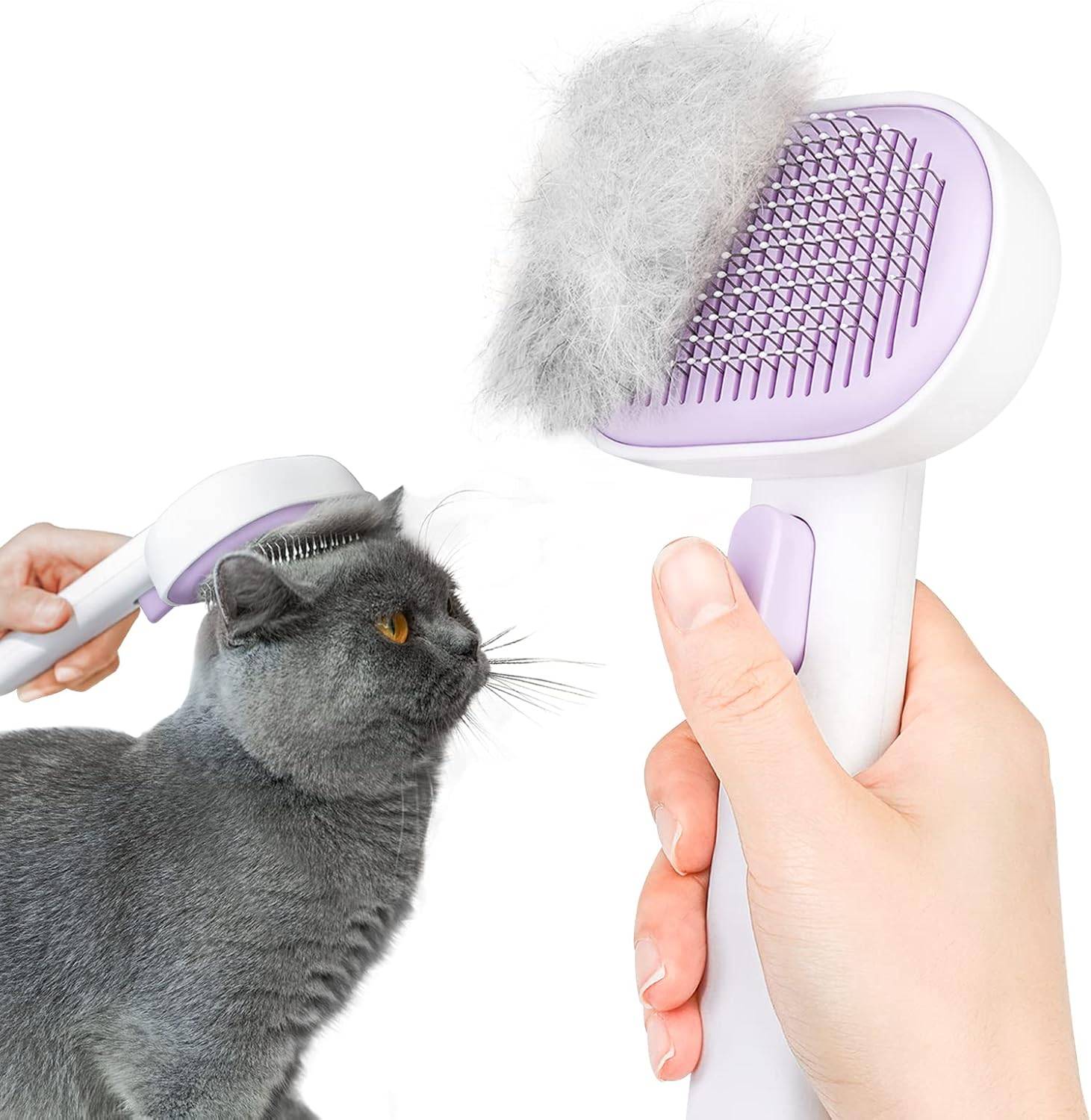 Brosse Autonettoyante pour Chat Chien Violette