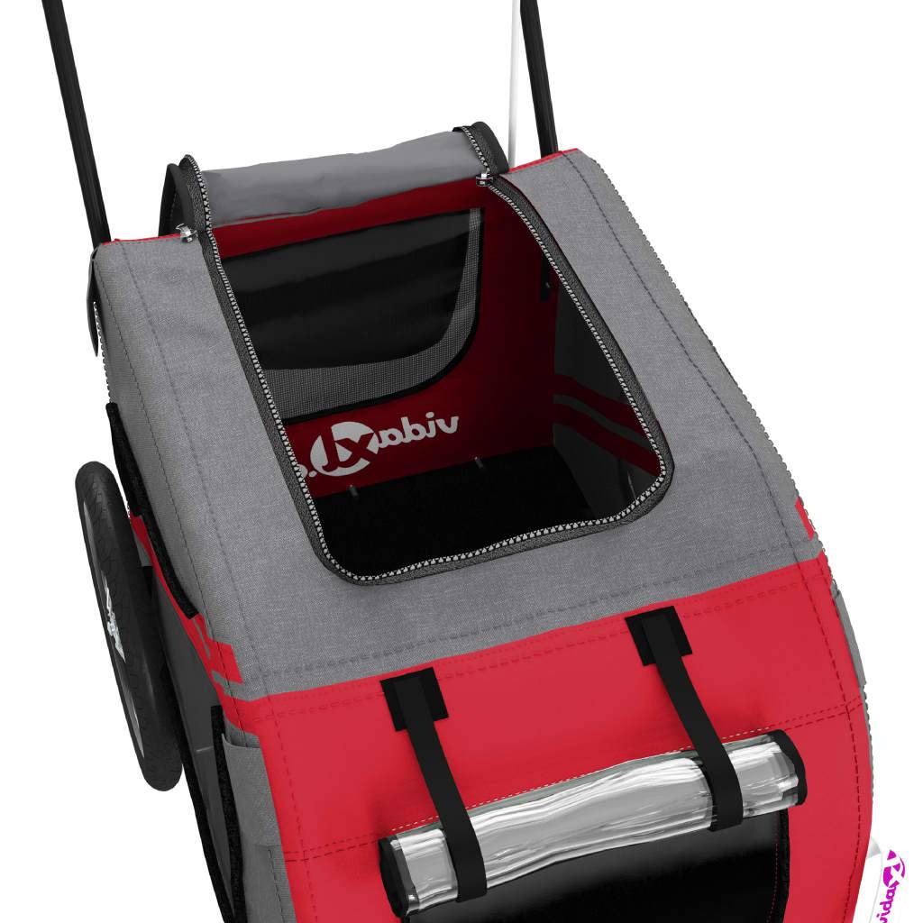 Duramaxx Carry Grey Remorque Vélo Pour Chien – Charge Max 20kg, Sac Amovible, 12 Pouces, Noir Et Rouge