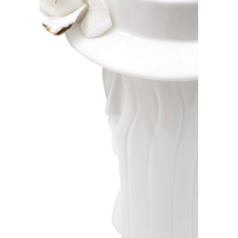 Vase visage femme en céramique blanche 15x13.3x23.5 cm - Mauro Ferretti - Image 5
