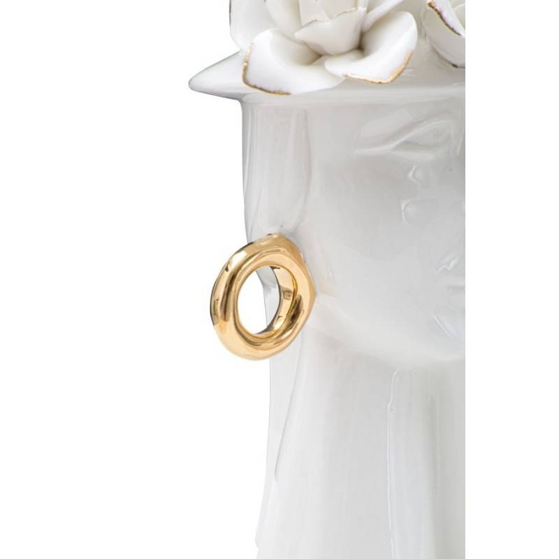 Vase visage femme en céramique blanche 15x13.3x23.5 cm - Mauro Ferretti - Image 4