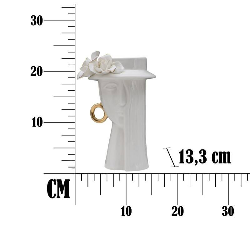 Vase visage femme en céramique blanche 15x13.3x23.5 cm - Mauro Ferretti - Image 8