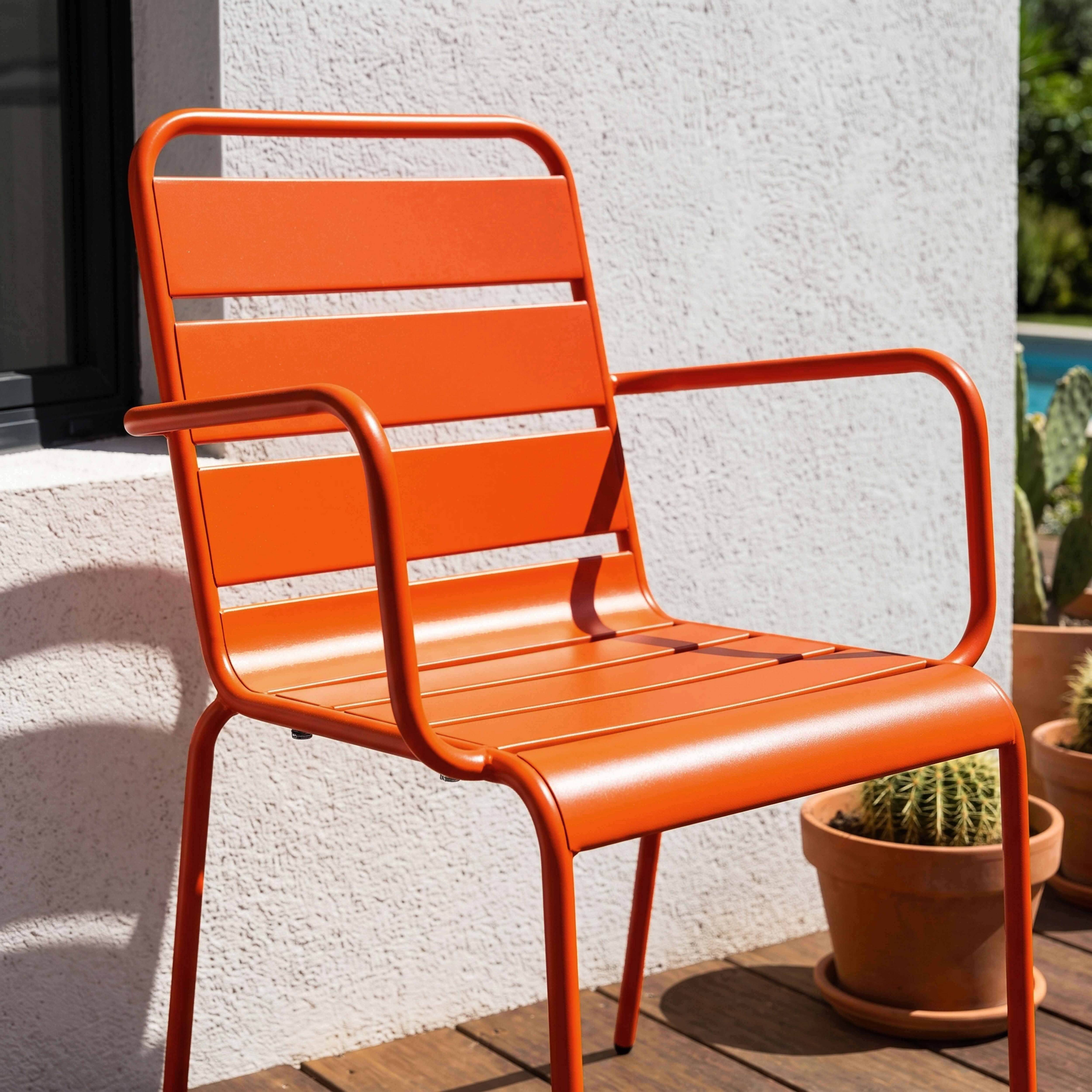 Oviala - Fauteuil de jardin en métal orange Palavas - Oviala - Imagen 3