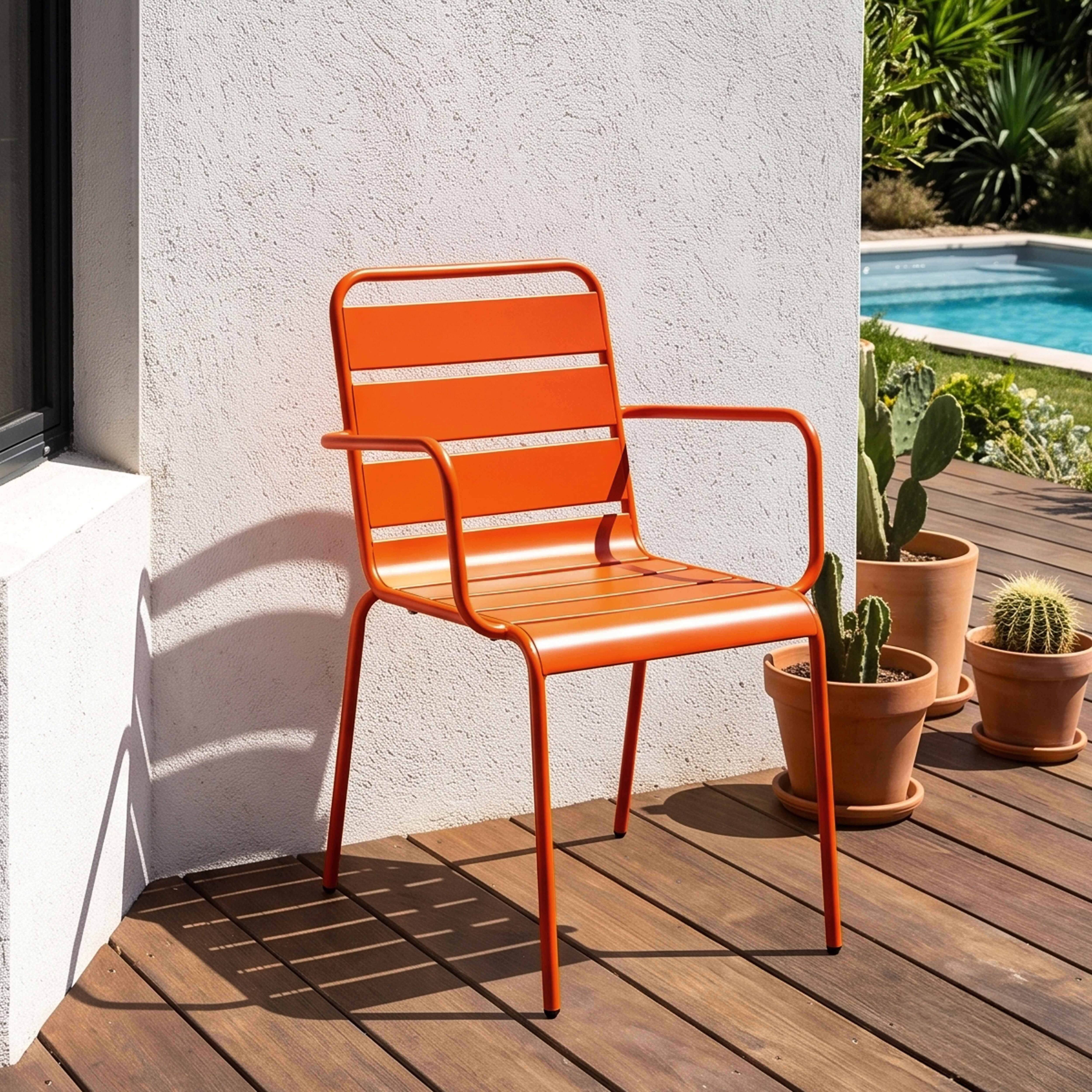 Oviala - Fauteuil de jardin en métal orange Palavas - Oviala - Imagen 2