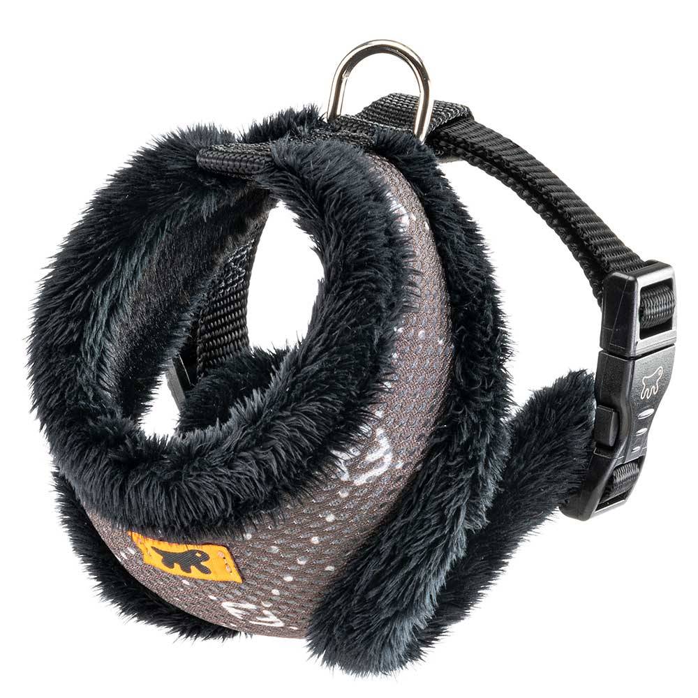 Ferplast - Harnais pour Chiens Chats NIKITA FUR XS, Respirant, Fourrure Ecologique Douce, Sangle Réglable, Taupe - Imagen 1