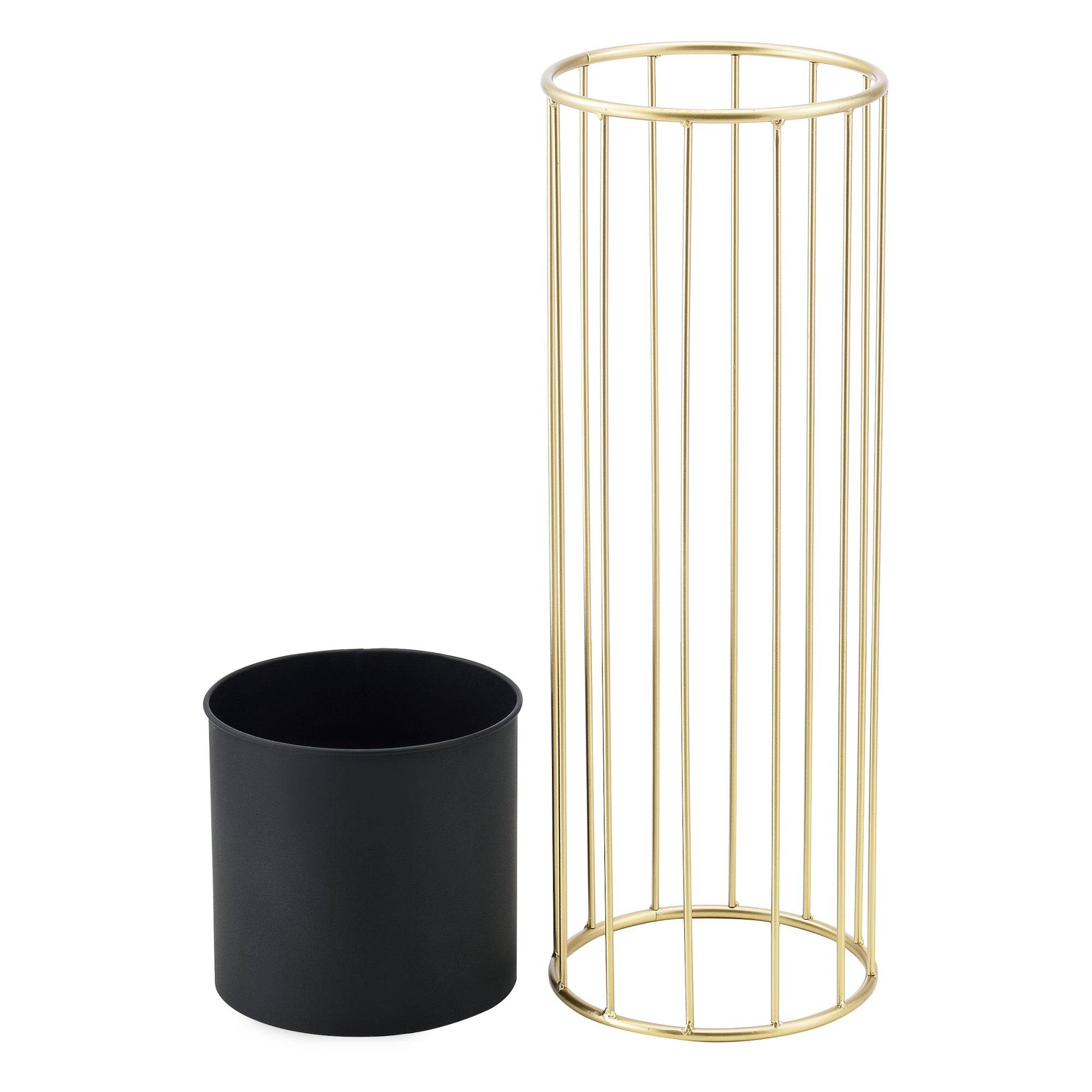 Set de 2 supports de plante ensemble cache-pot pot de fleur bac à fleurs vase métal tailles différentes doré noir - Image 2