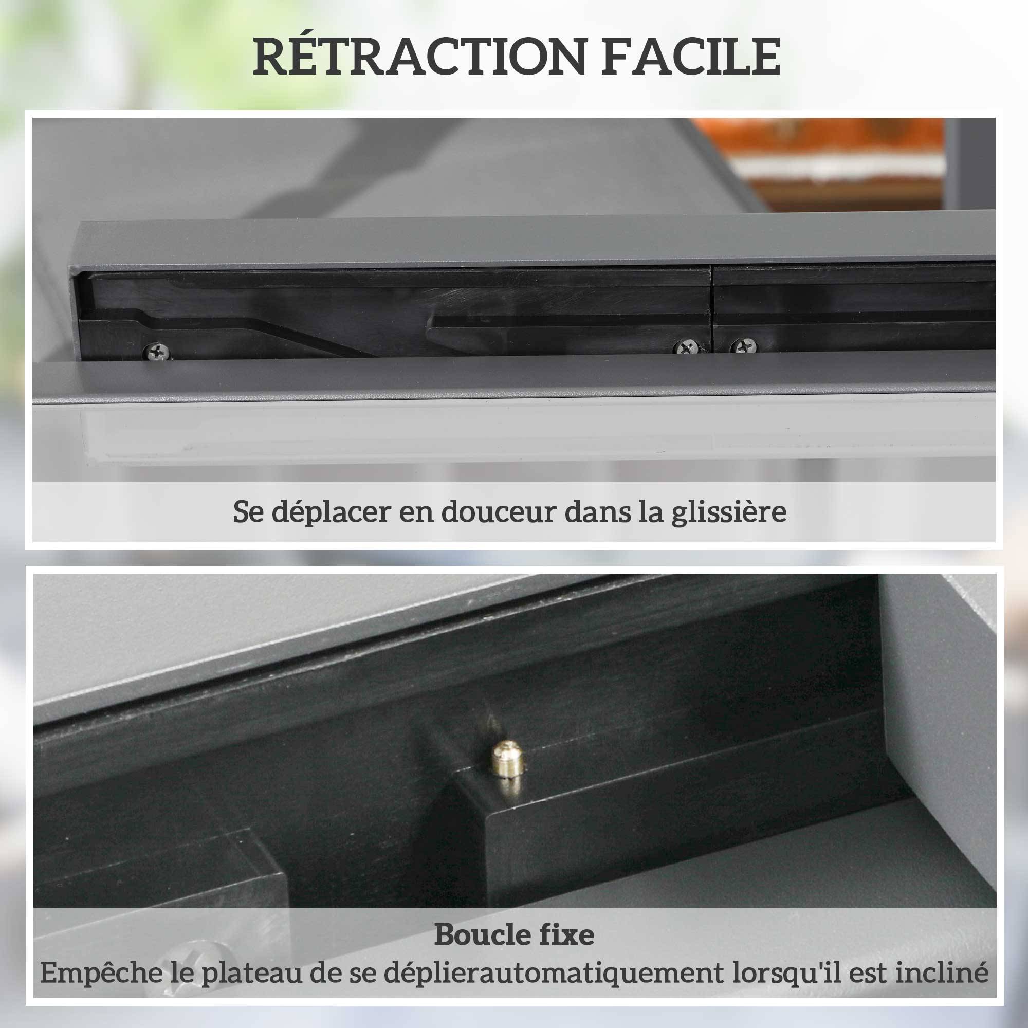 Outsunny - Table extensible de jardin grande taille dim. dépliées 160L x 80l x 75H cm alu métal époxy anthracite plateau verre trempé transparent - Image 4