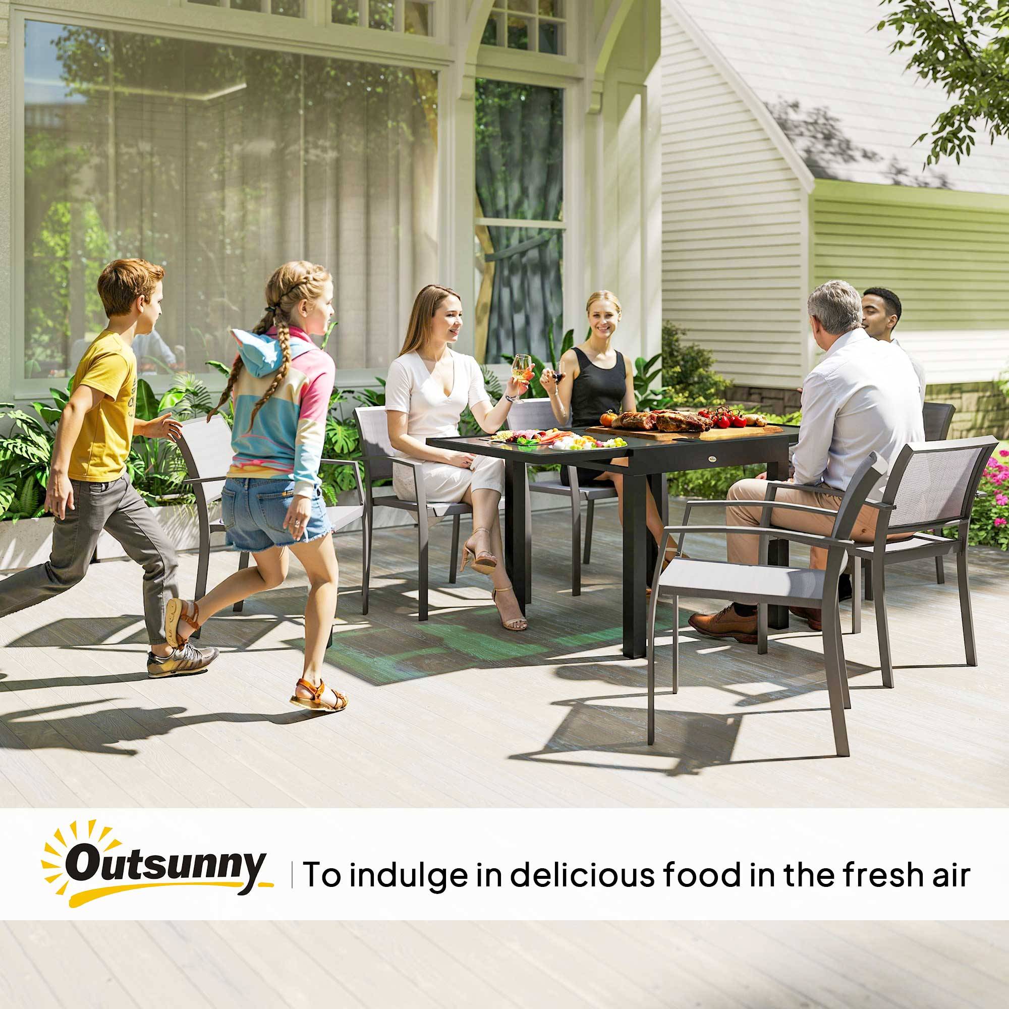 Outsunny - Table extensible de jardin grande taille dim. dépliées 160L x 80l x 75H cm alu métal époxy anthracite plateau verre trempé transparent - Image 9