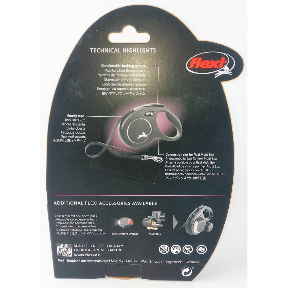 Flexi - Laisse sangle 5 mètres M Max 25 KG rouge laisse pour chien - Imagen 6