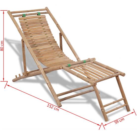 Vidaxl - Chaise de terrasse d'extérieur avec repose-pied Bambou vidaXL 41492 - Imagen 3