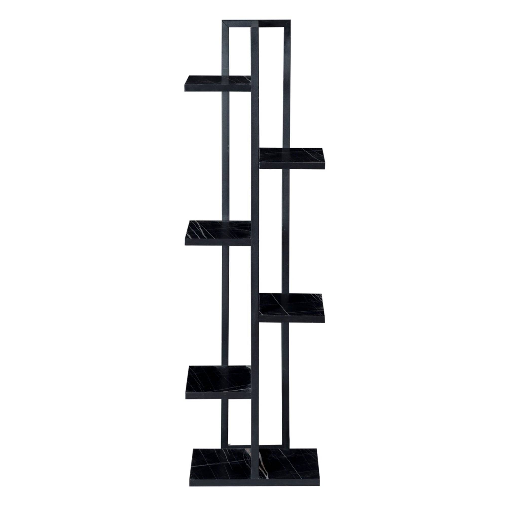 Helloshop26 - Support de plantes à 5 niveaux 120 x 34 x 21 cm marbre noir / noir - Imagen 3