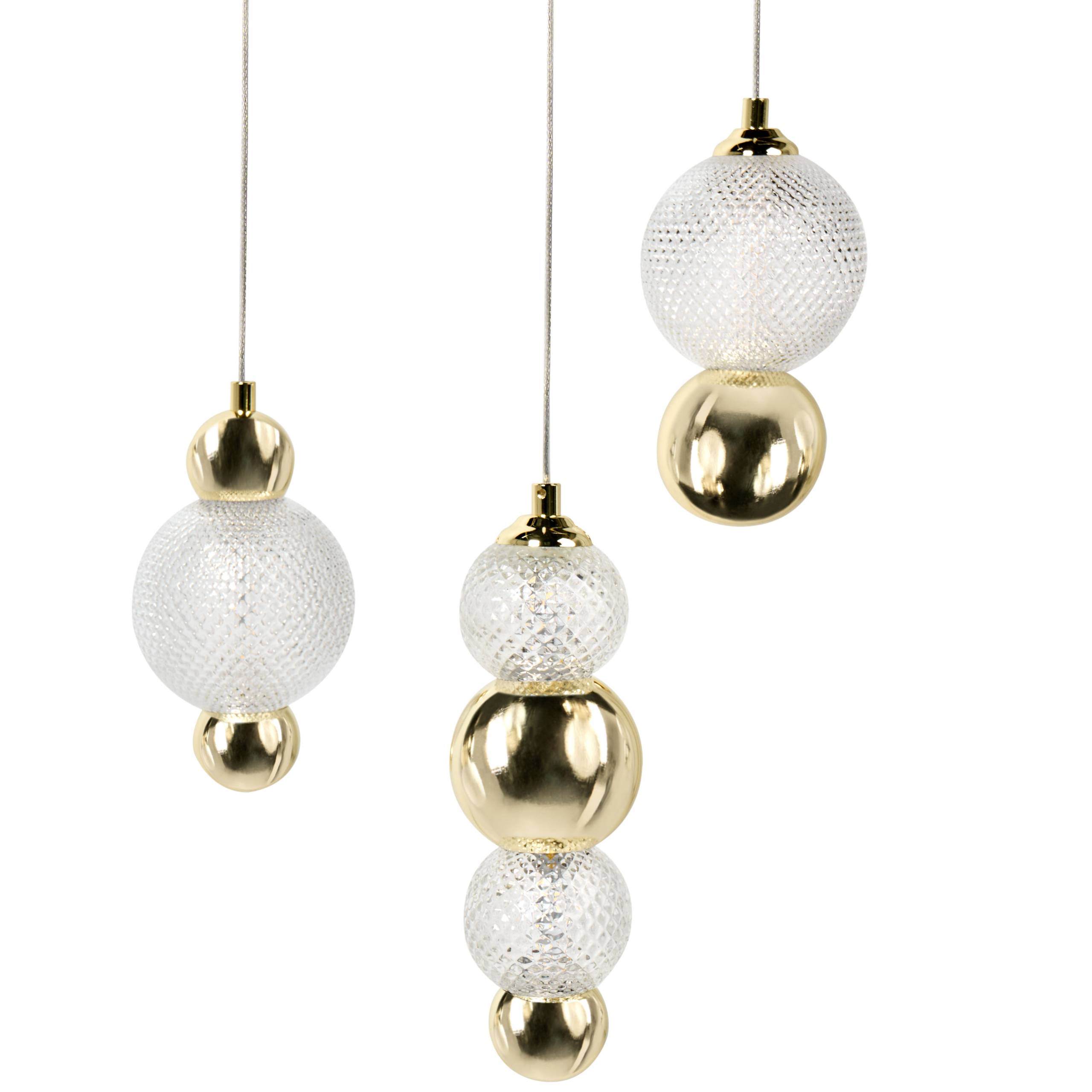 Beliani - Lampe suspension Verre Doré SORA - 32x32x128- Beliani - Image 2