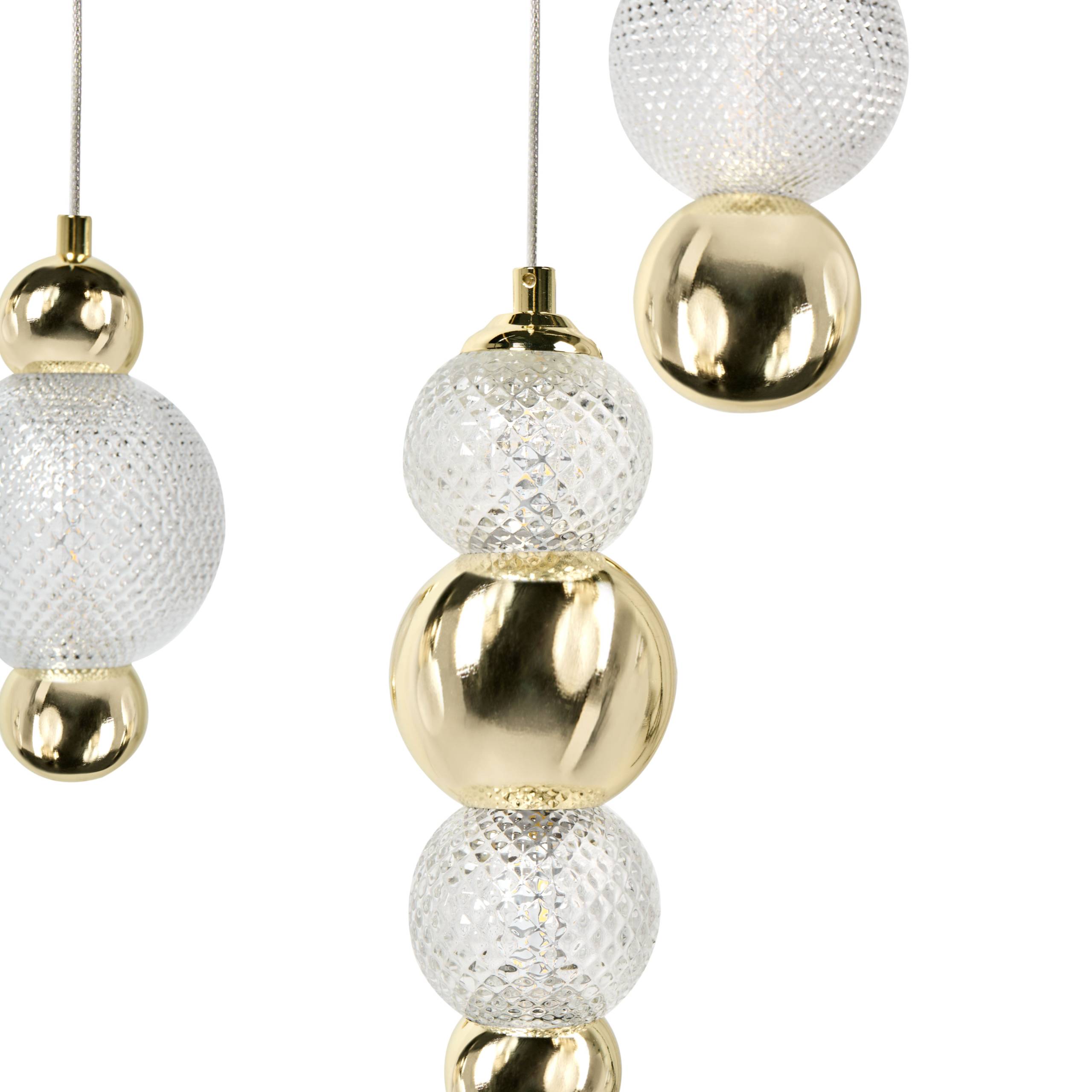 Beliani - Lampe suspension Verre Doré SORA - 32x32x128- Beliani - Image 5