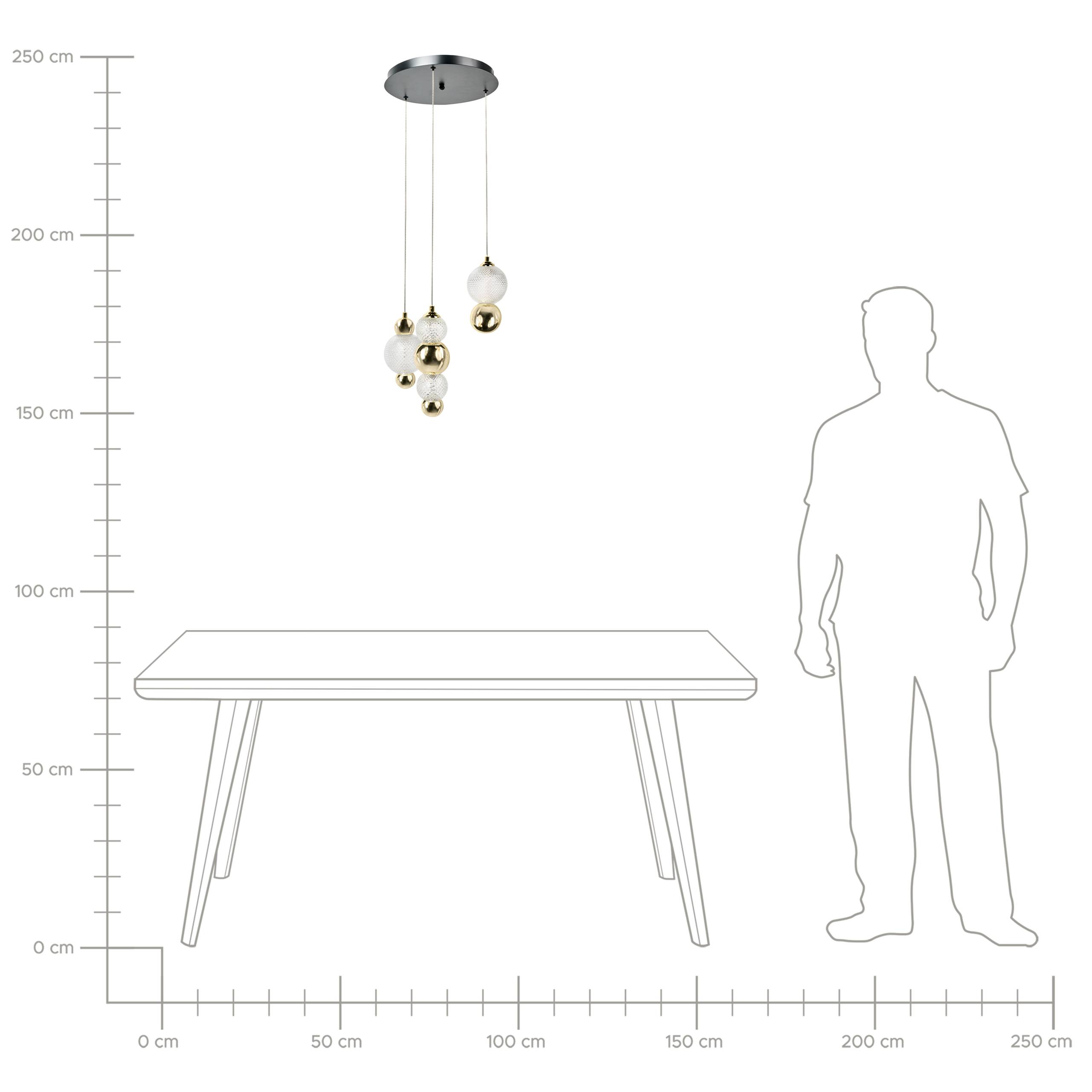 Beliani - Lampe suspension Verre Doré SORA - 32x32x128- Beliani - Image 7