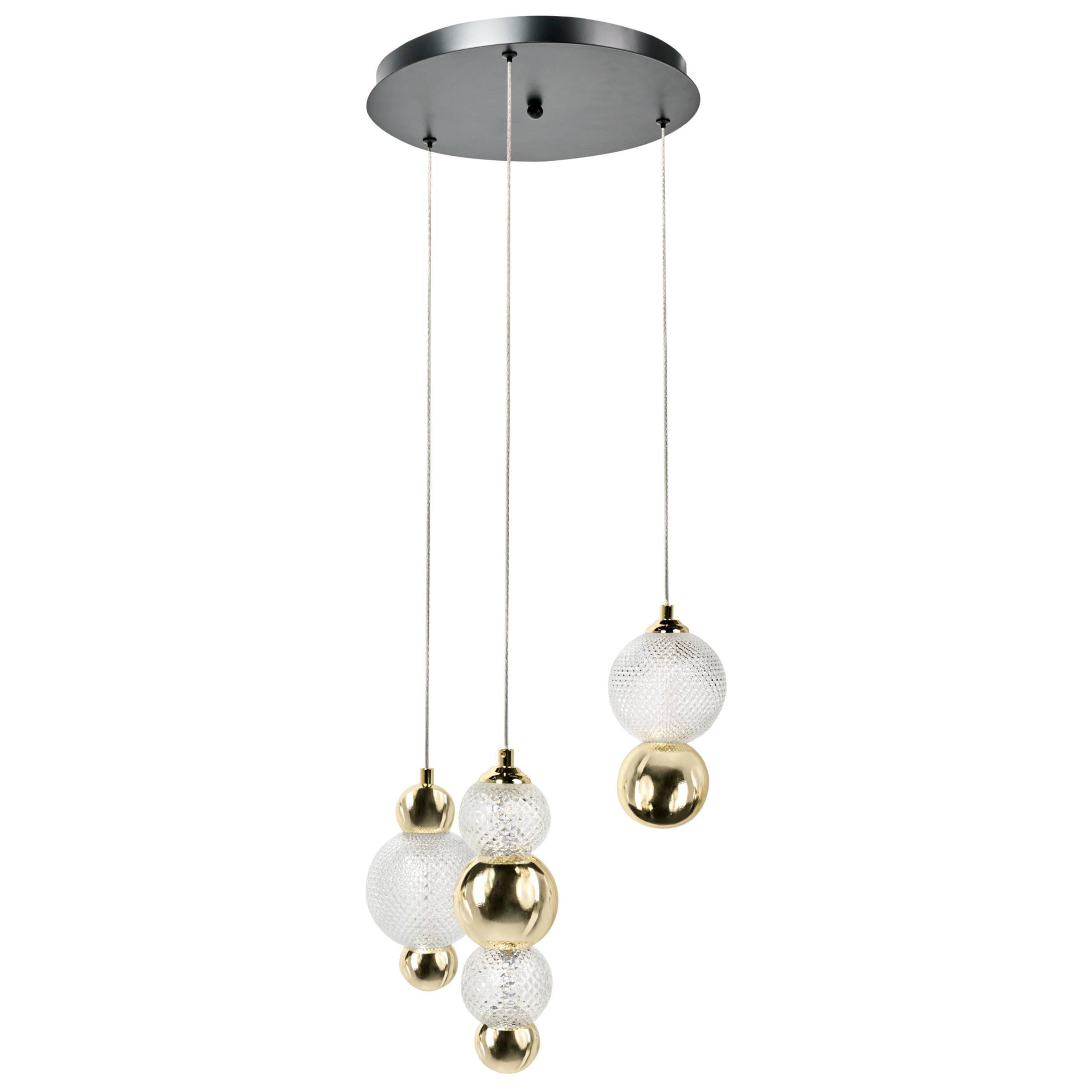 Beliani - Lampe suspension Verre Doré SORA - 32x32x128- Beliani - Image 4