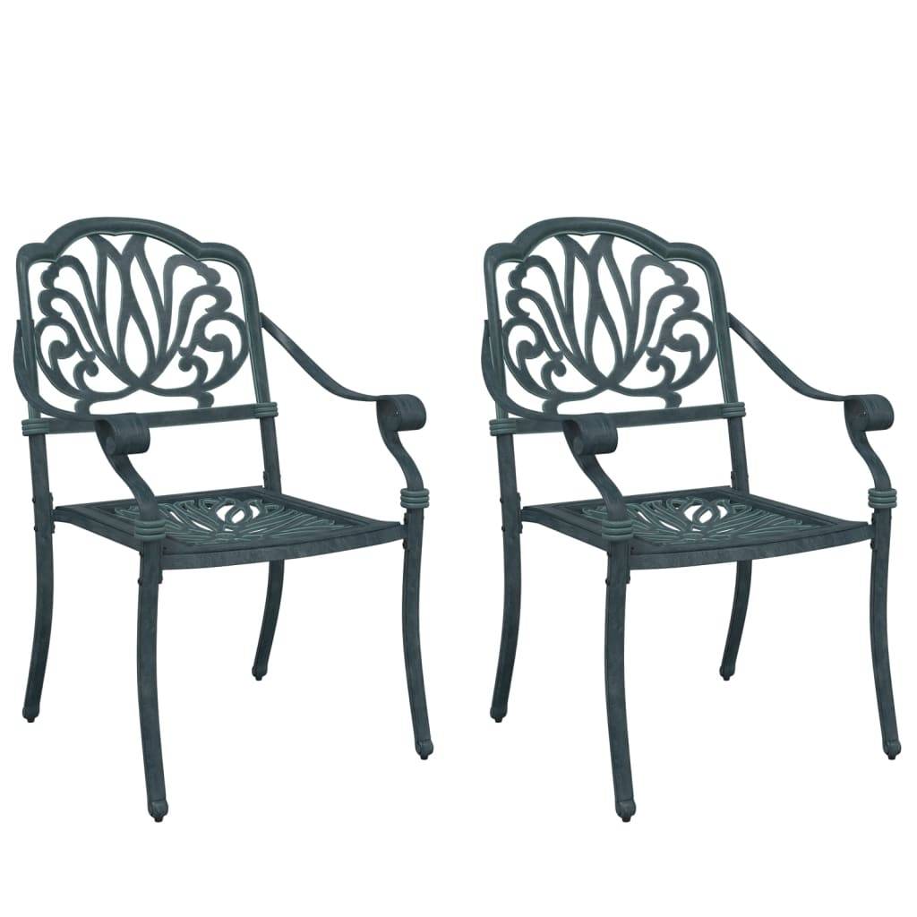 Chaise de jardin aluminium coulé verte 65 x 63 x 91 cm (lot de 2) - PANGIVO - Image 2