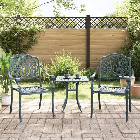 Chaise de jardin aluminium coulé verte 65 x 63 x 91 cm (lot de 2) - PANGIVO - Image 1