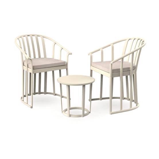 Set 2+1 fauteuils-coussin-table intérieur, extérieur ivoire RAFF Resol - Image 1