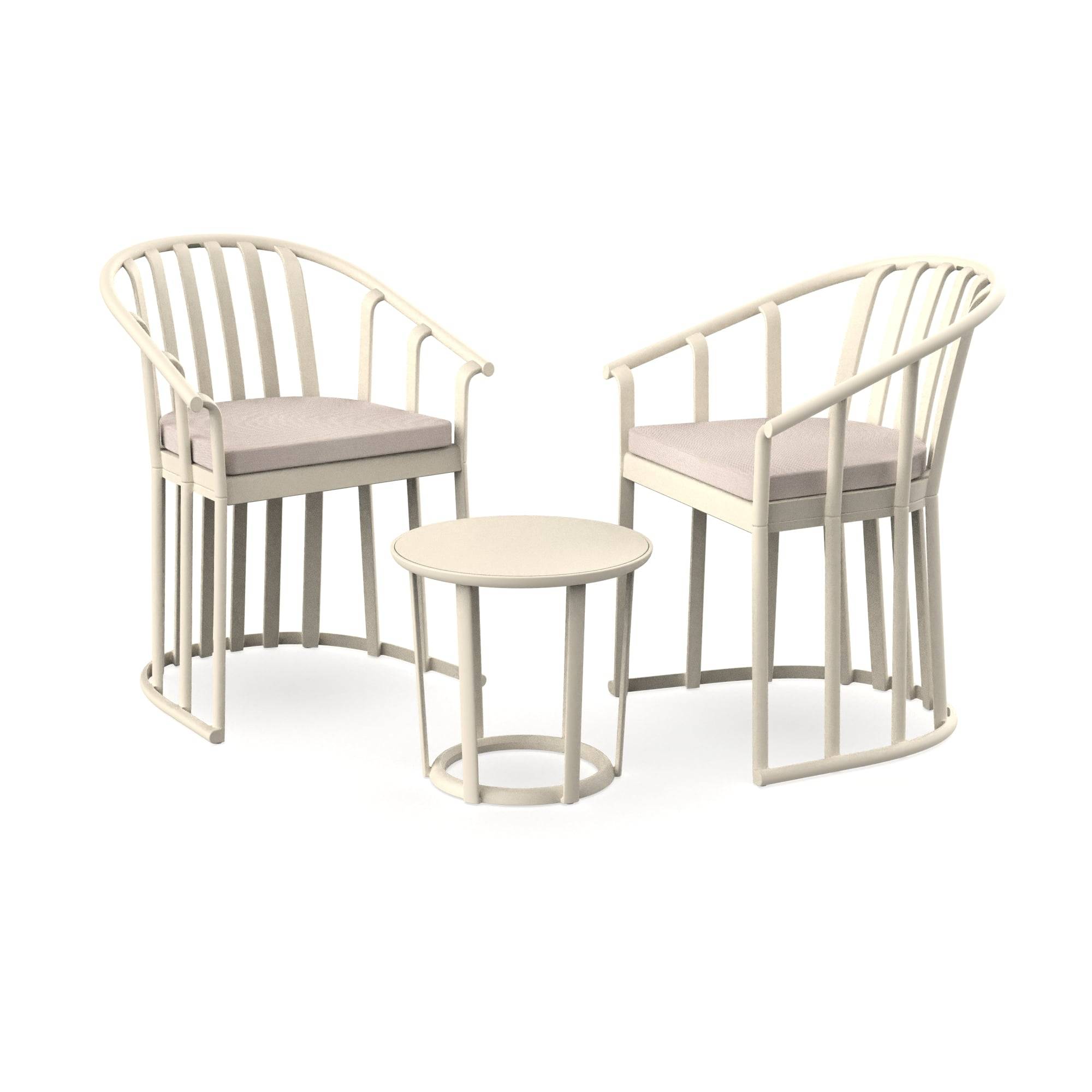 Set 2+1 fauteuils-coussin-table intérieur, extérieur ivoire RAFF Resol