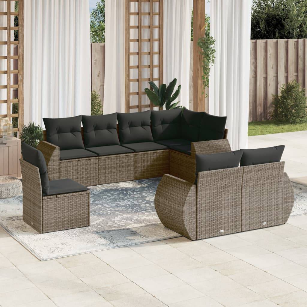 ComfortXL - Salon de Jardin Gris 8 Pièces en Résine Tressée Modulable Coussins Gris Foncé – ComfortXL Outdoor Living - Image 1