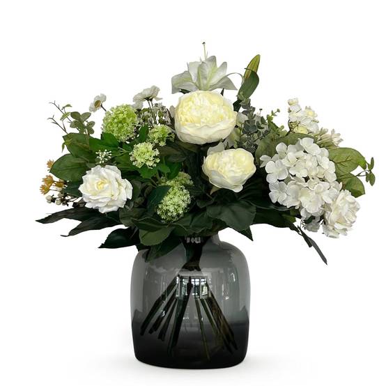 PANGIVO - Bouquet de fleurs artificielles matière synthétique blanc 30 x 30 x 60 cm - PANGIVO - Image 1