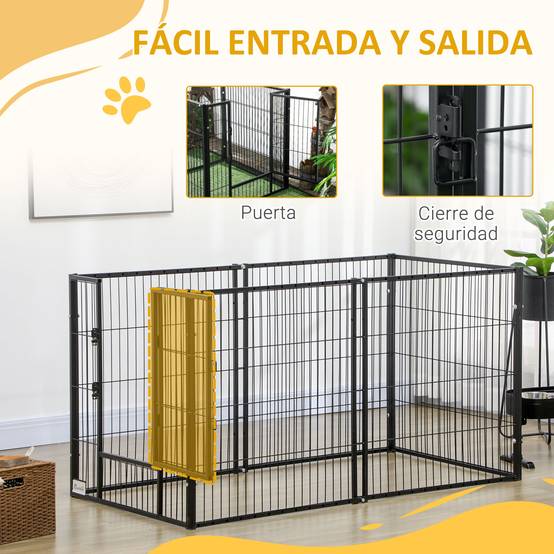 Parc à chiens réglable à 6 panneaux, clôture métallique pour animaux de compagnie avec cadre en acier, 82,5-150 x 79 x 81 cm, noir - Image 10