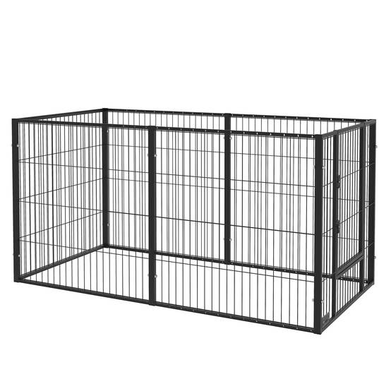 Parc à chiens réglable à 6 panneaux, clôture métallique pour animaux de compagnie avec cadre en acier, 82,5-150 x 79 x 81 cm, noir - Image 1
