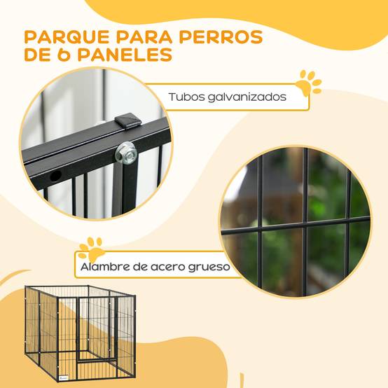 Parc à chiens réglable à 6 panneaux, clôture métallique pour animaux de compagnie avec cadre en acier, 82,5-150 x 79 x 81 cm, noir - Image 9