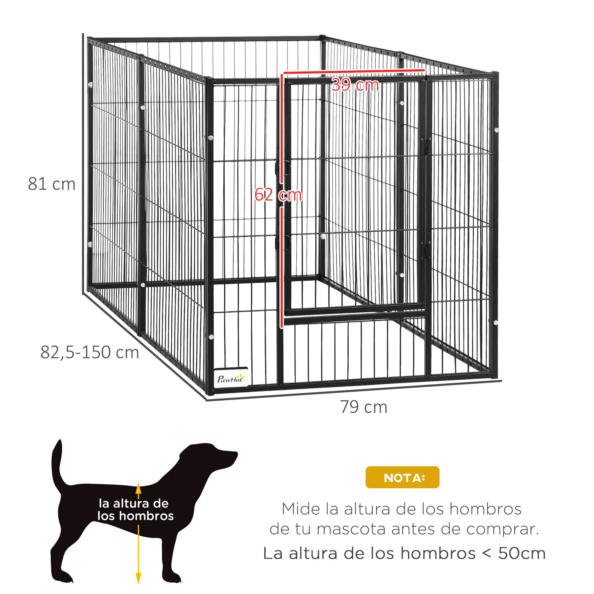 Parc à chiens réglable à 6 panneaux, clôture métallique pour animaux de compagnie avec cadre en acier, 82,5-150 x 79 x 81 cm, noir - Image 5