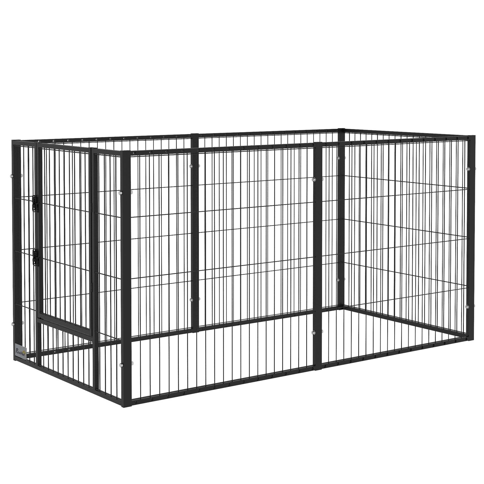Parc à chiens réglable à 6 panneaux, clôture métallique pour animaux de compagnie avec cadre en acier, 82,5-150 x 79 x 81 cm, noir - Image 2