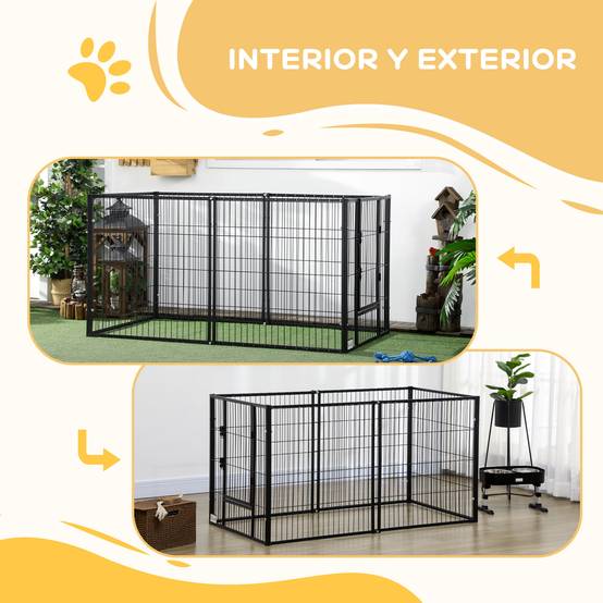Parc à chiens réglable à 6 panneaux, clôture métallique pour animaux de compagnie avec cadre en acier, 82,5-150 x 79 x 81 cm, noir - Image 8