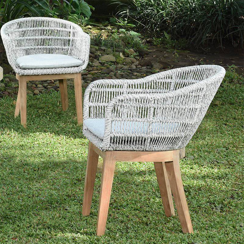 Fauteuils en résine tressée grise chiné Lounge avec coussin (lot de 2) - Gecko Jardin - Image 1