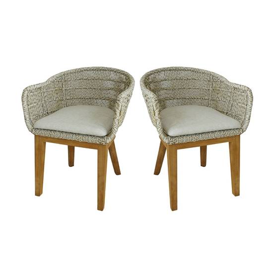 Fauteuils en résine tressée grise chiné Lounge avec coussin (lot de 2) - Gecko Jardin - Image 2