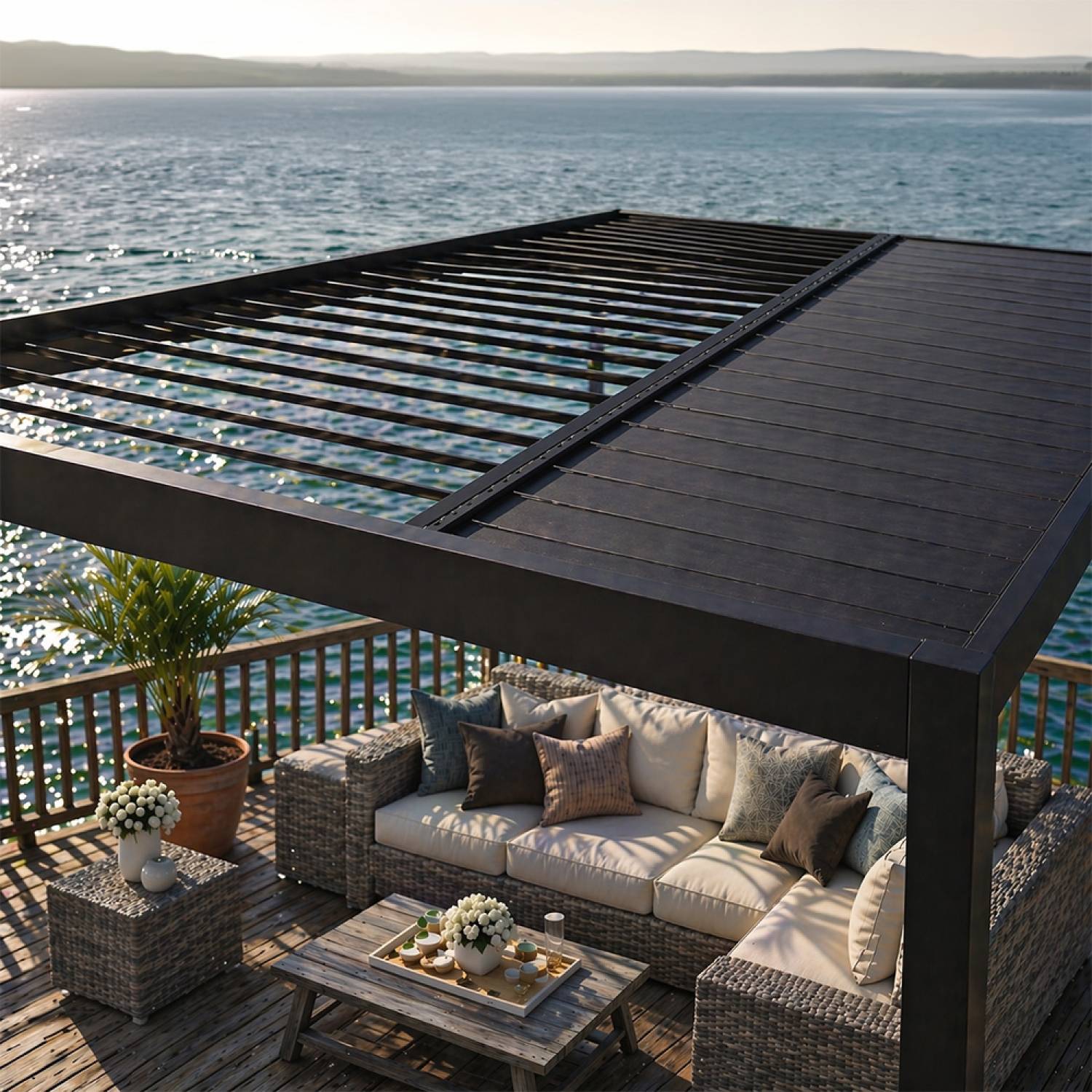 Pergola bioclimatique structure aluminium lames orientables 4x3m CORFU - Image 6
