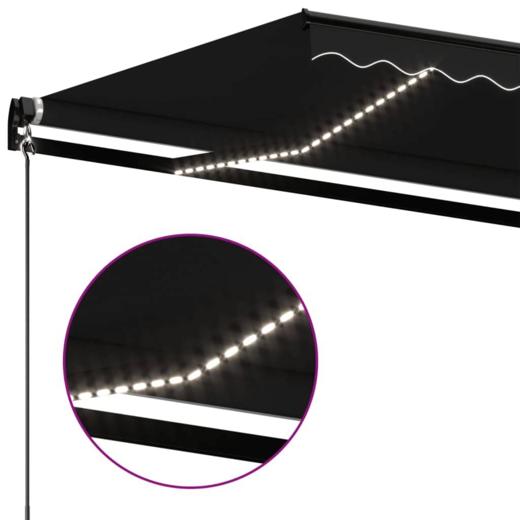 Store banne manuel avec éclairage LED aluminium pour terrasse 450x350cm Anthracite - ComfortXL Outdoor Living - Image 5