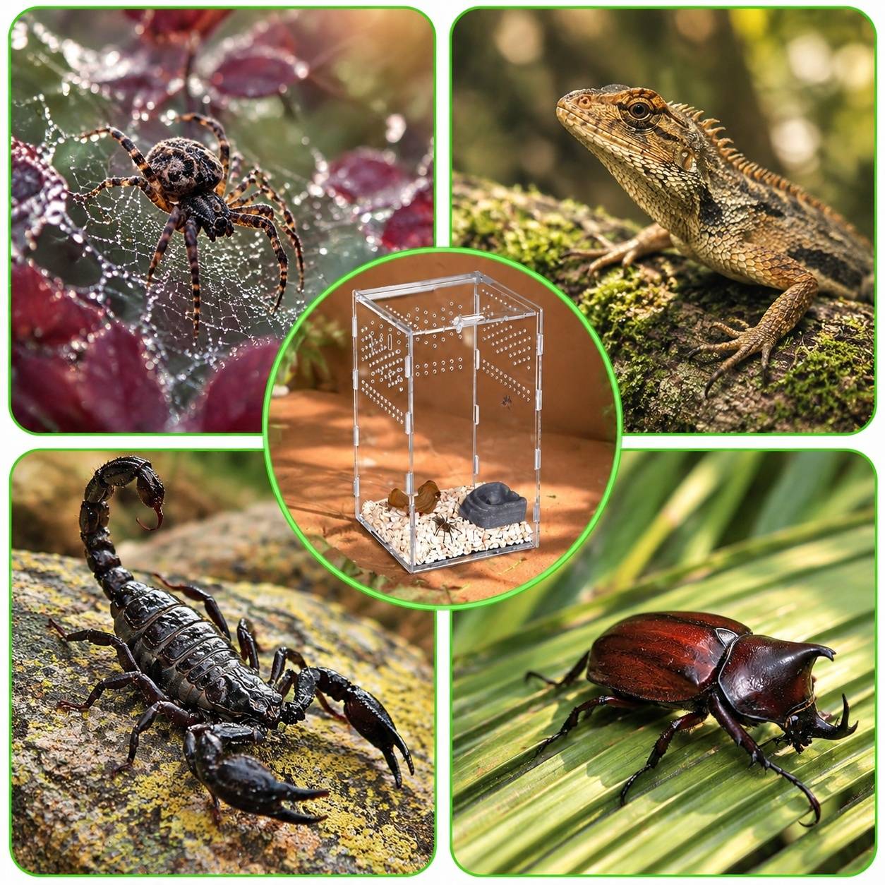 Terrarium Acrylique Transparent 360° Ventilé Pour Petits Reptiles Escargots Scorpions - Image 6