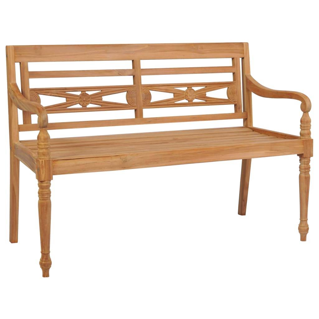 Helloshop26 - Banc de jardin meuble de patio d'extérieur terrasse avec coussin bordeaux 120 cm bois de teck massif - Imagen 2