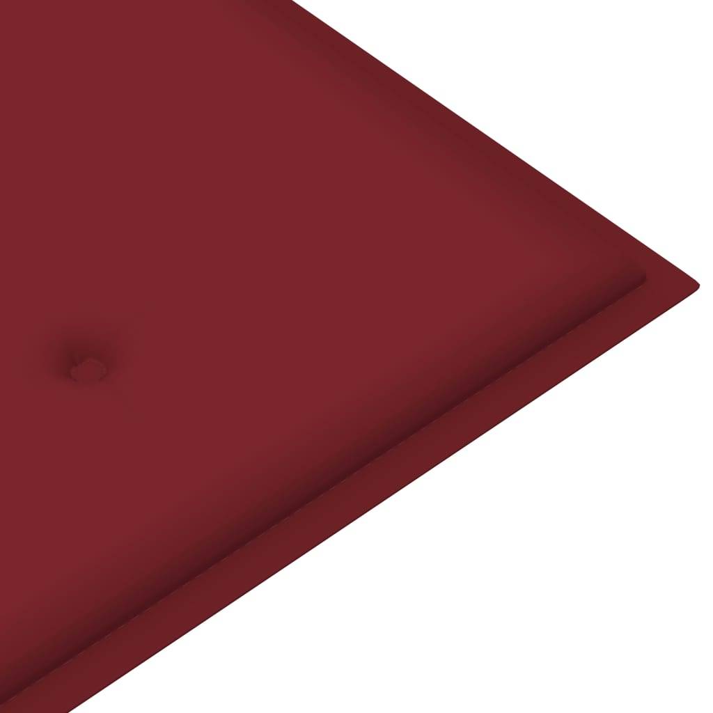 Helloshop26 - Banc de jardin meuble de patio d'extérieur terrasse avec coussin bordeaux 120 cm bois de teck massif - Imagen 7