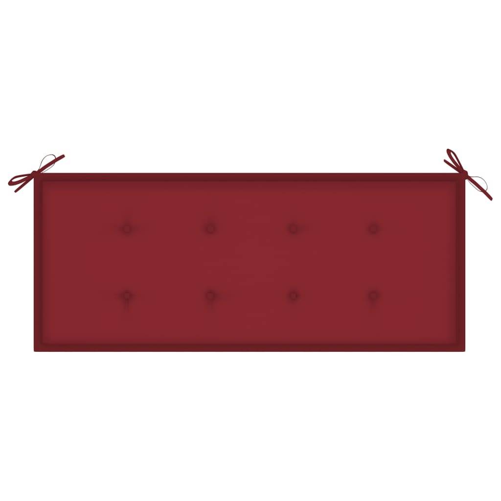 Helloshop26 - Banc de jardin meuble de patio d'extérieur terrasse avec coussin bordeaux 120 cm bois de teck massif - Imagen 6