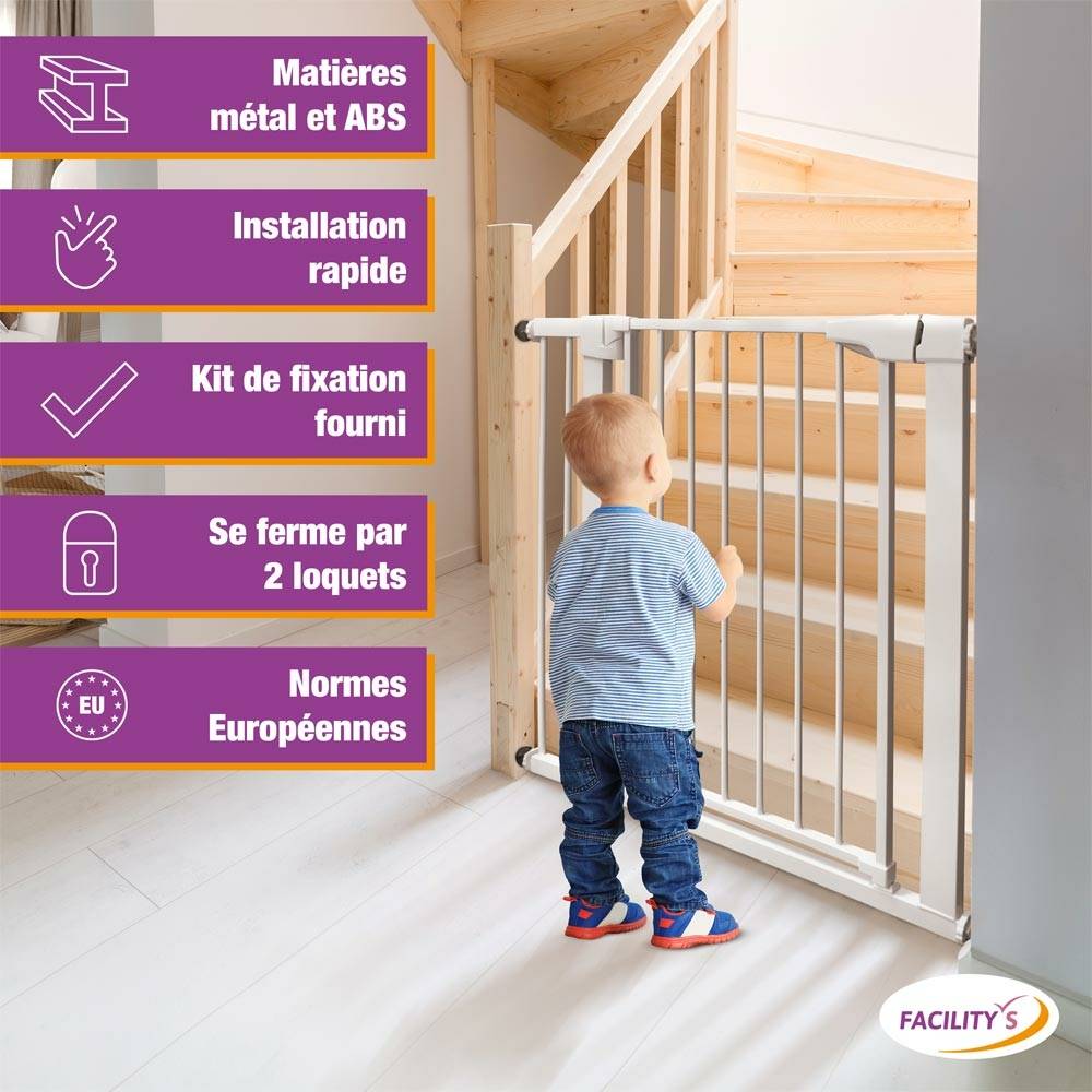 Facilitys - Barrière de sécurité escalier sans perçage pour enfant, bébé, chien - Imagen 2
