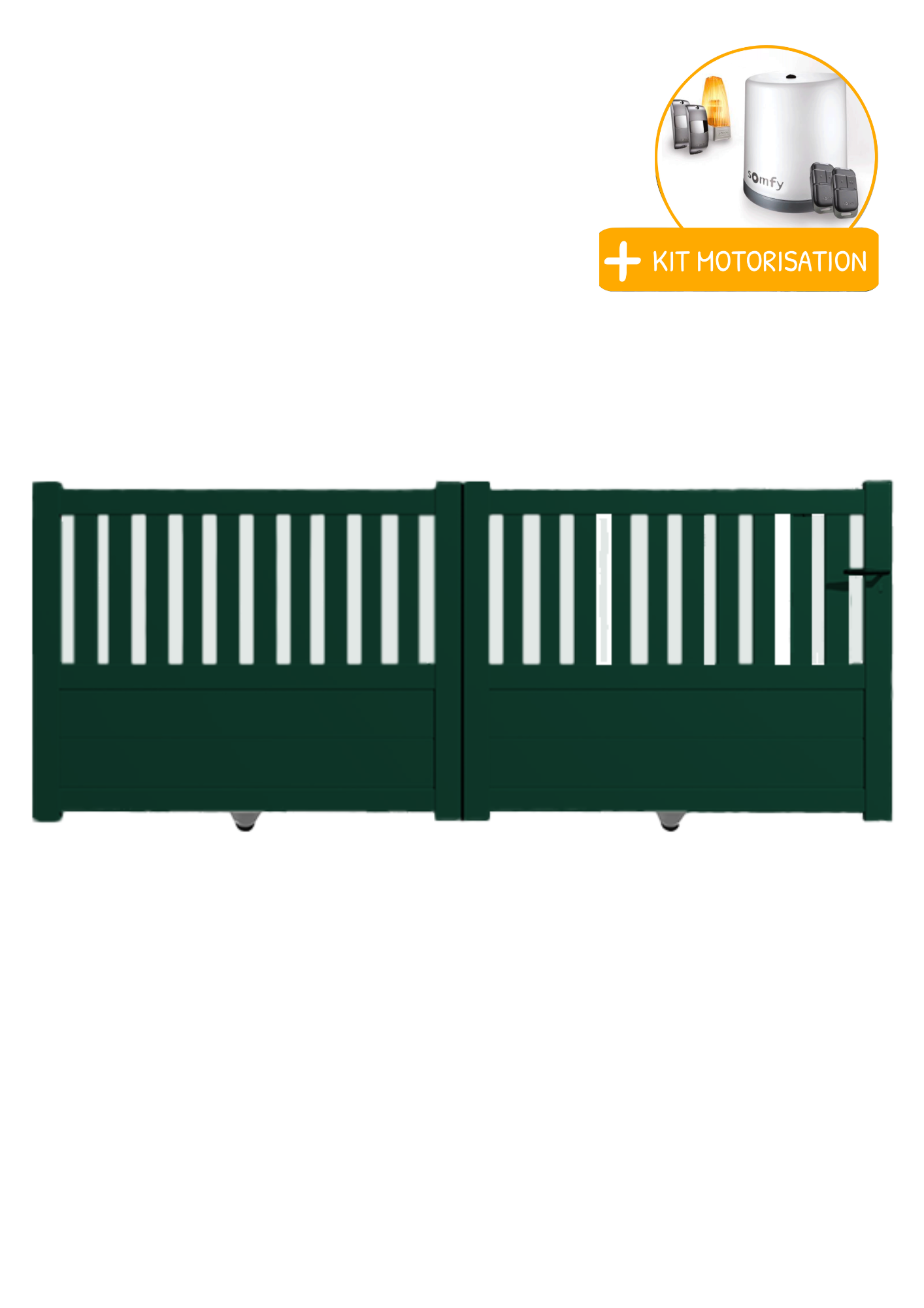Portail Packit - Portail alu coulissant semi-ajouré en kit +MOT dim. L.3000 (entre piliers) X H.1300 mm  Vert (RAL 6005)