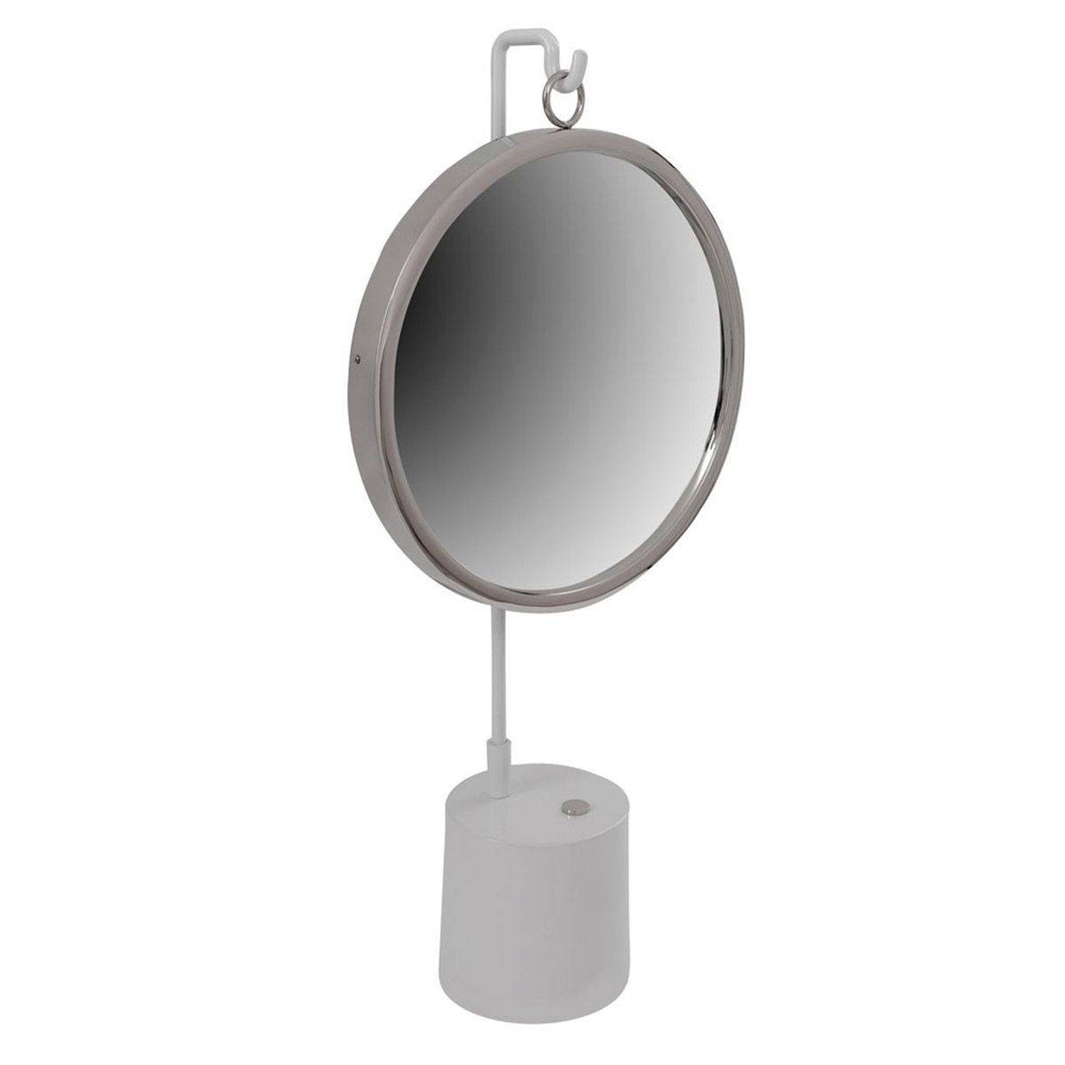 Paris Prix - Miroir à Poser Rond "Eleganca" 65cm Blanc & Argent - Image 1