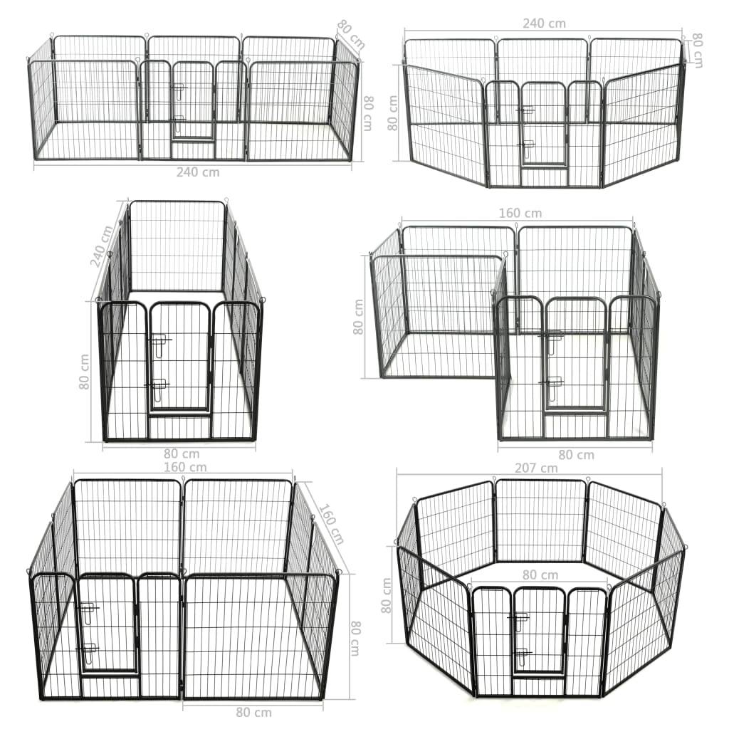 Vidaxl - Parc pour chiens 8 panneaux Acier 80 x 80 cm Noir vidaXL 170571 - Imagen 3