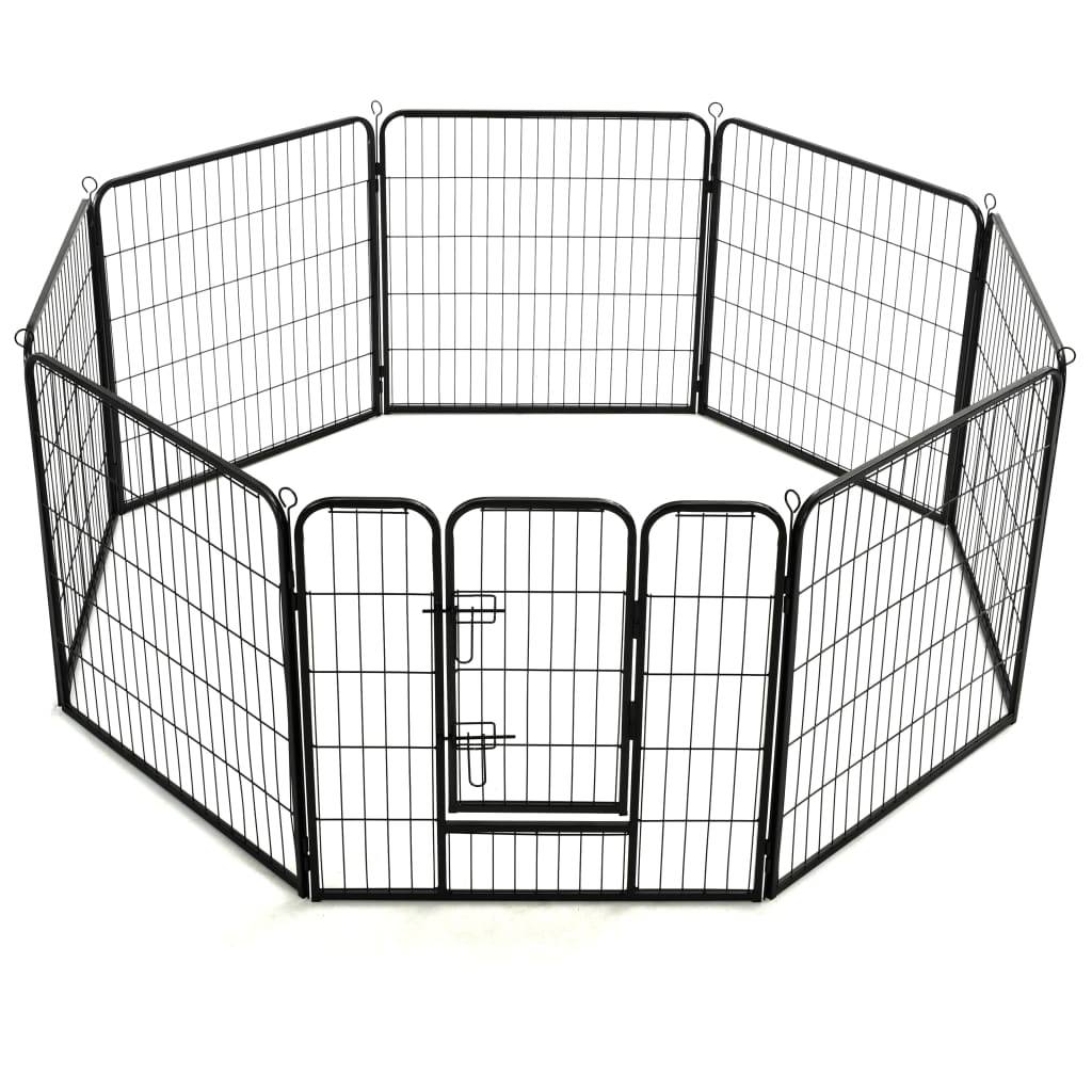 Vidaxl - Parc pour chiens 8 panneaux Acier 80 x 80 cm Noir vidaXL 170571 - Imagen 5