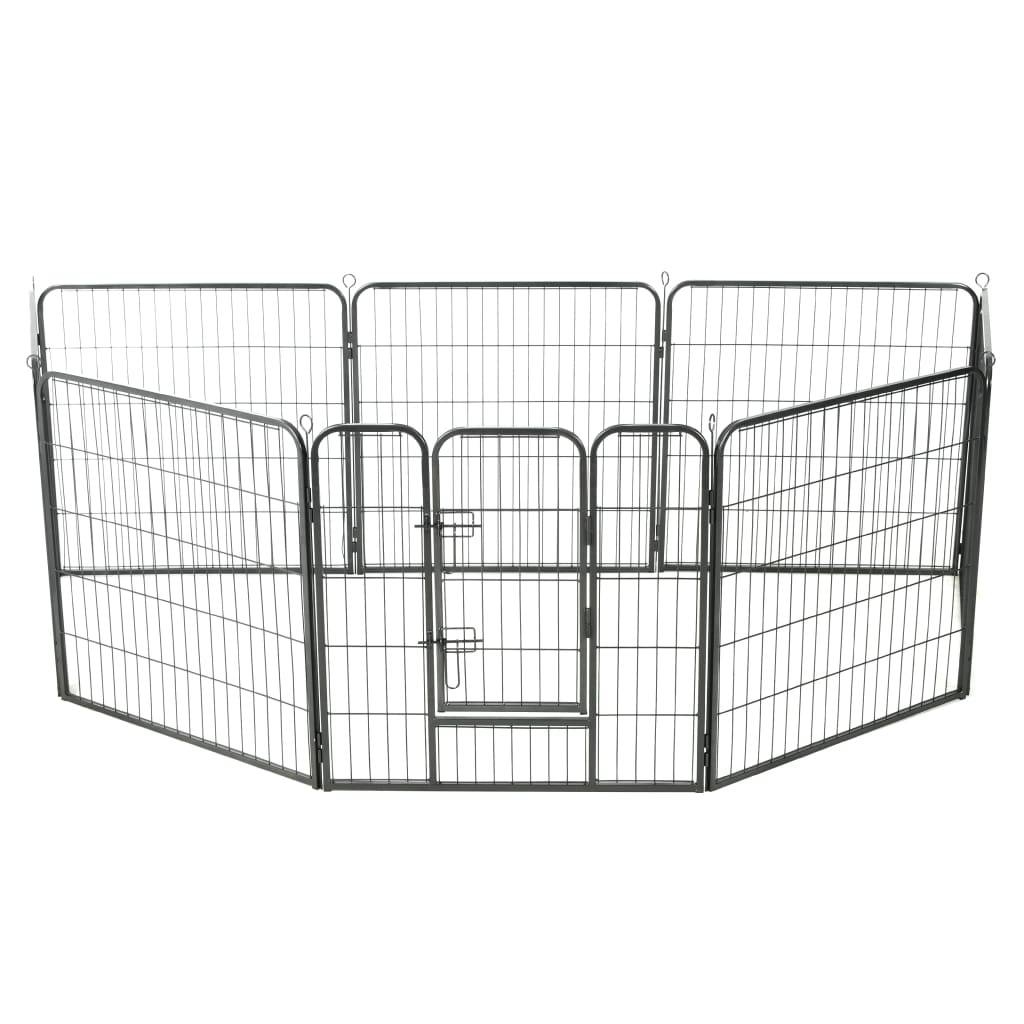 Vidaxl - Parc pour chiens 8 panneaux Acier 80 x 80 cm Noir vidaXL 170571 - Imagen 2