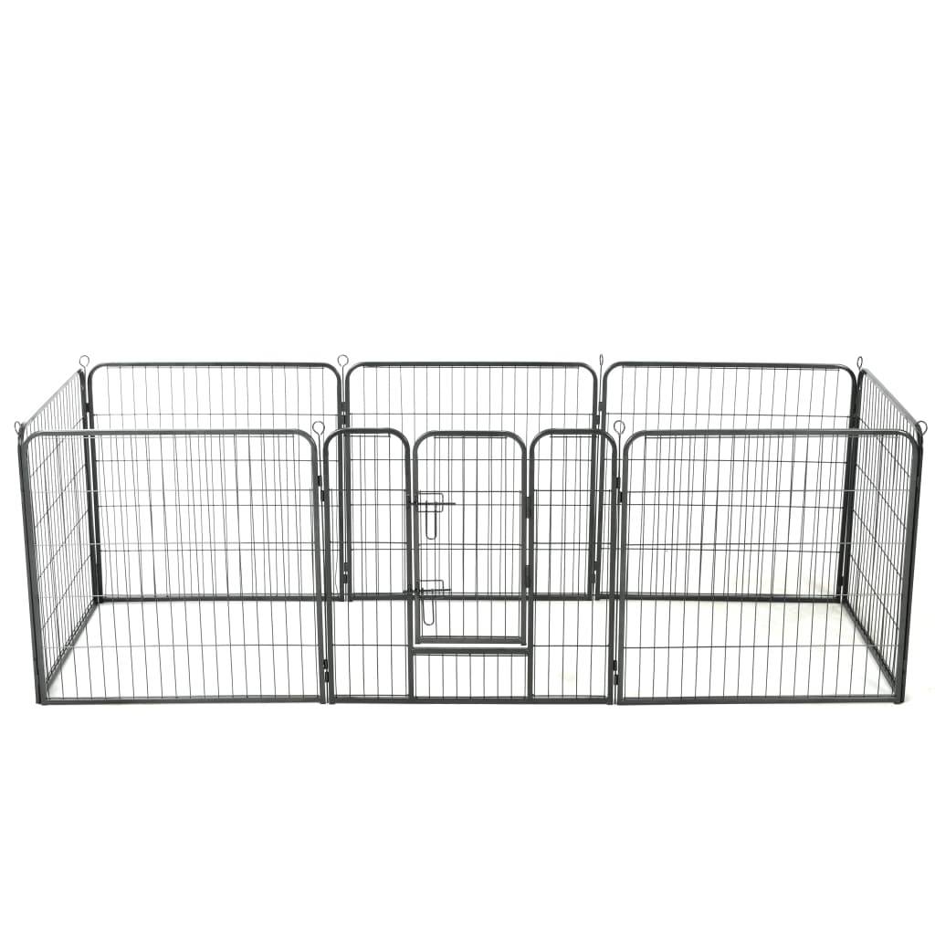 Vidaxl - Parc pour chiens 8 panneaux Acier 80 x 80 cm Noir vidaXL 170571 - Imagen 1